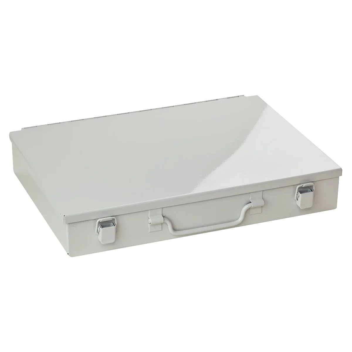 Assortimentkoffer ADB, leeg, 6 vakken, afsluitbaar, met handvat, B 330 x D 230 x H 50 mm, staal &amp; ABS kunststof, lichtgrijs RAL 7035