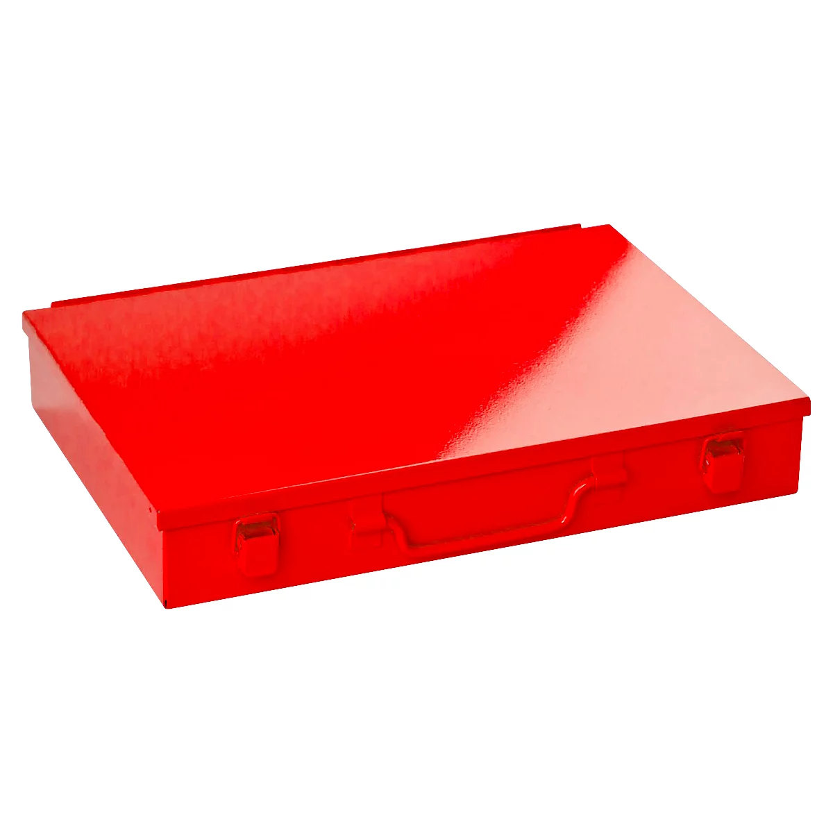 Assortimentkoffer ADB, leeg, 6 vakken, afsluitbaar, met handvat, B 330 x D 230 x H 50 mm, staal &amp; ABS kunststof, verkeersrood RAL 3020