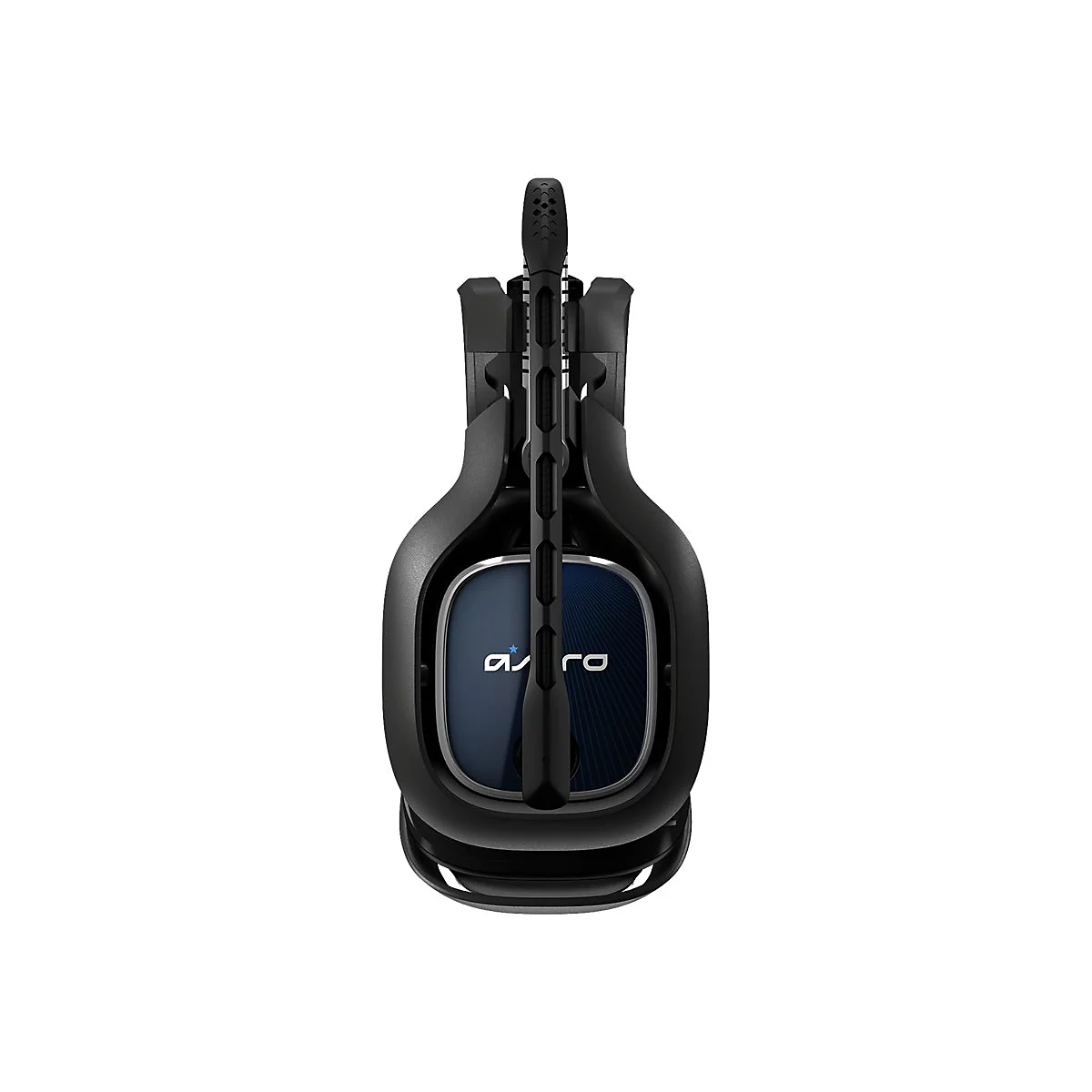 Schwarzes Gaming-Headset, zusammengeklappt. Auf den Ohrmuscheln der Marke Astro steht "a ro".