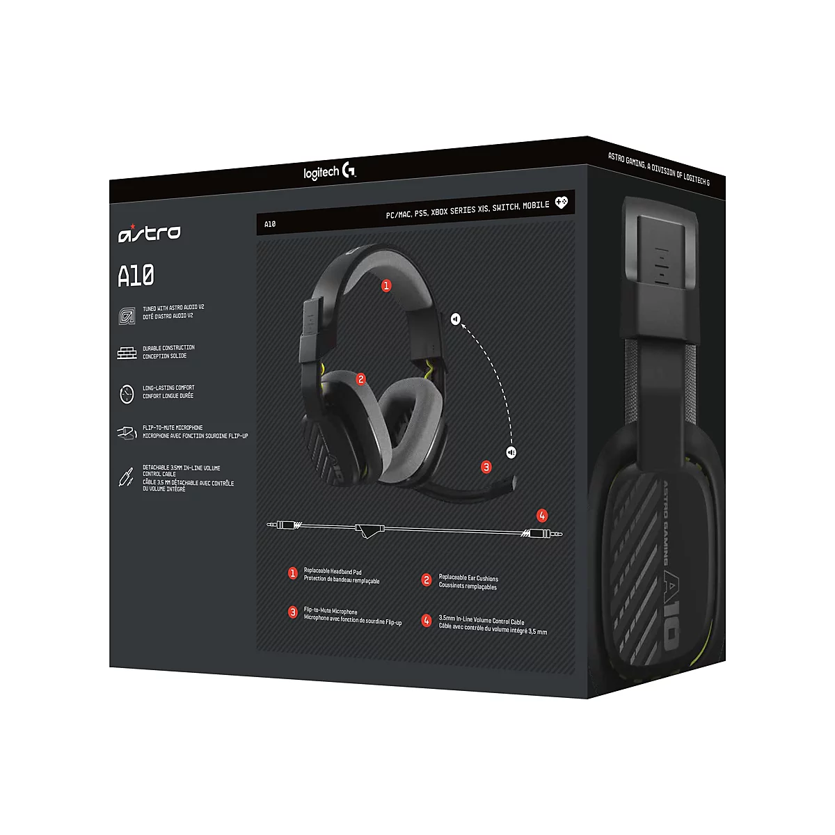 ASTRO Gaming A10 Gen 2 - Headset - ohrumschließend - kabelgebunden - 3,5 mm Stecker - Schwarz