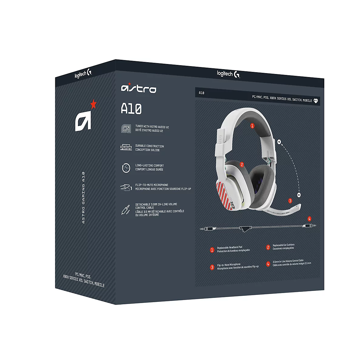ASTRO Gaming A10 Gen 2 - Headset - ohrumschließend - kabelgebunden - 3,5 mm Stecker - weiß