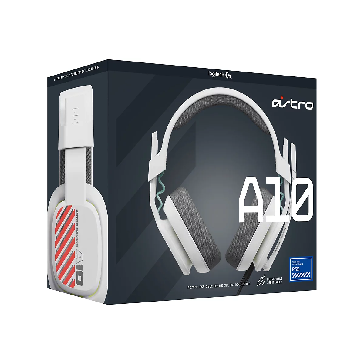ASTRO Gaming A10 Gen 2 - Headset - ohrumschließend - kabelgebunden - 3,5 mm Stecker - weiß