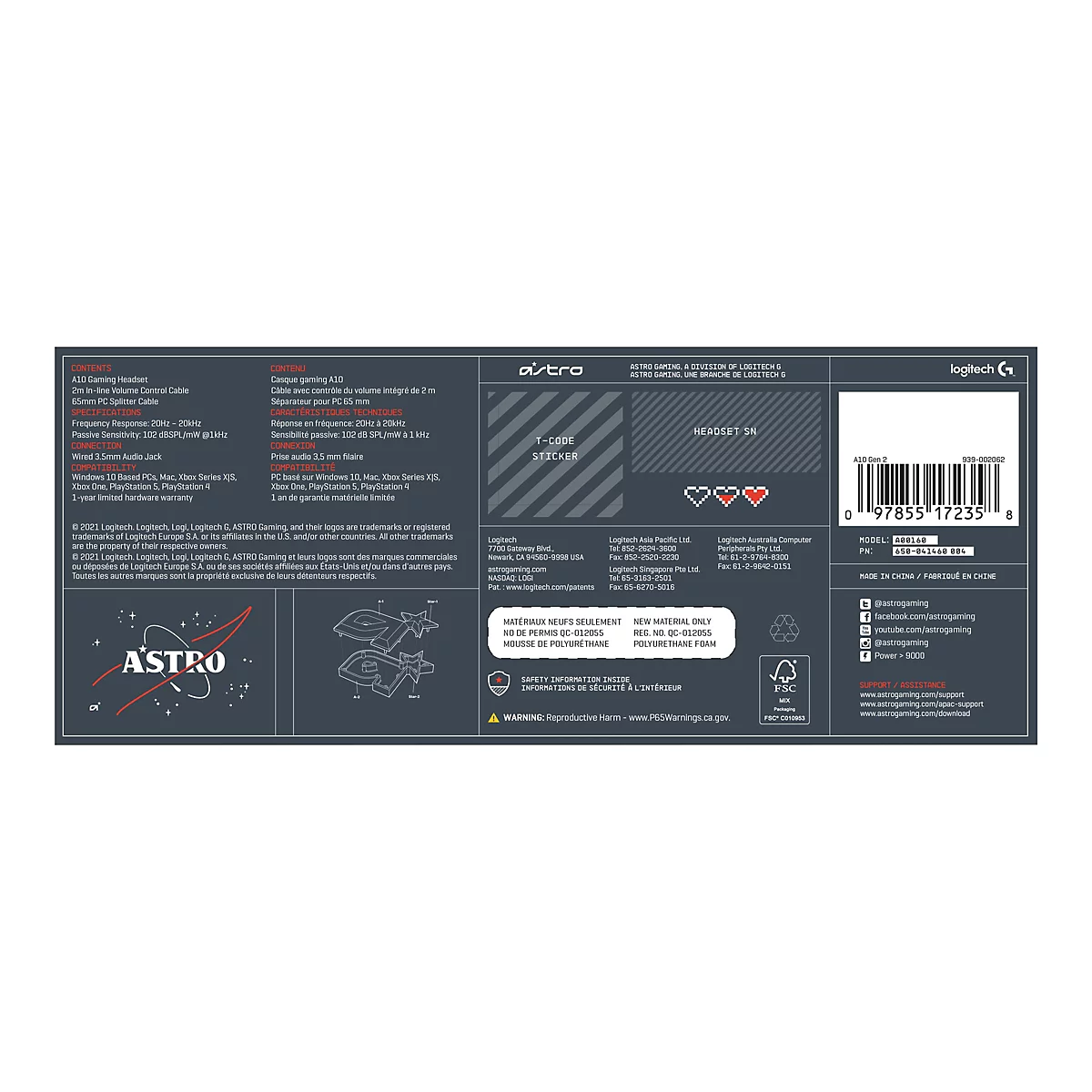 ASTRO Gaming A10 Gen 2 - Headset - ohrumschließend - kabelgebunden - 3,5 mm Stecker - weiß