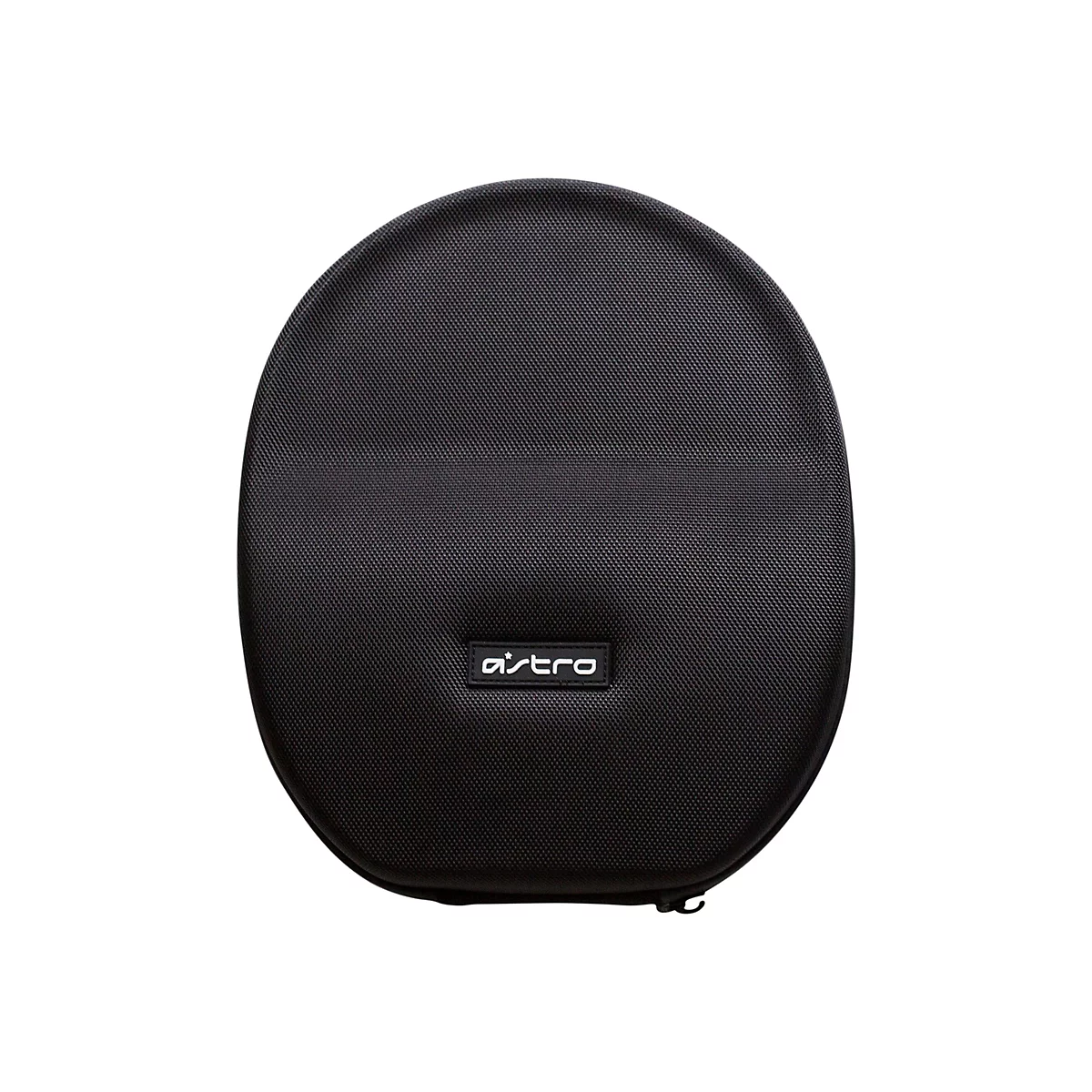 Schwarze, ovale Kopfhörer-Tragetasche mit Astro-Logo in weiß.
