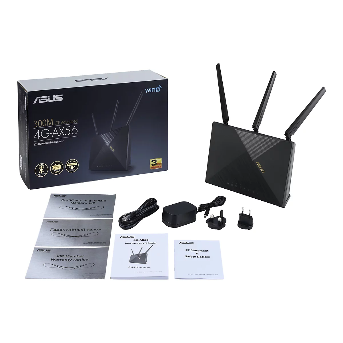 ASUS 4G-AX56 - Wireless Router - WWAN - 802.11a/b/g/n/ac/ax - Desktop