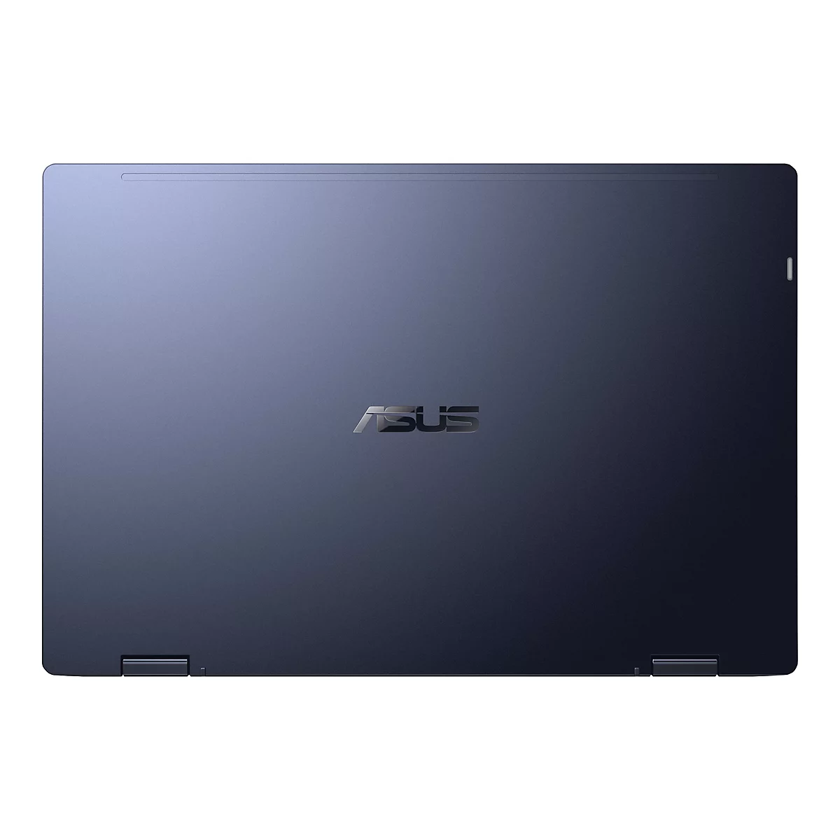 Dunkelblauer Laptop, von oben gesehen, mit ASUS-Logo.