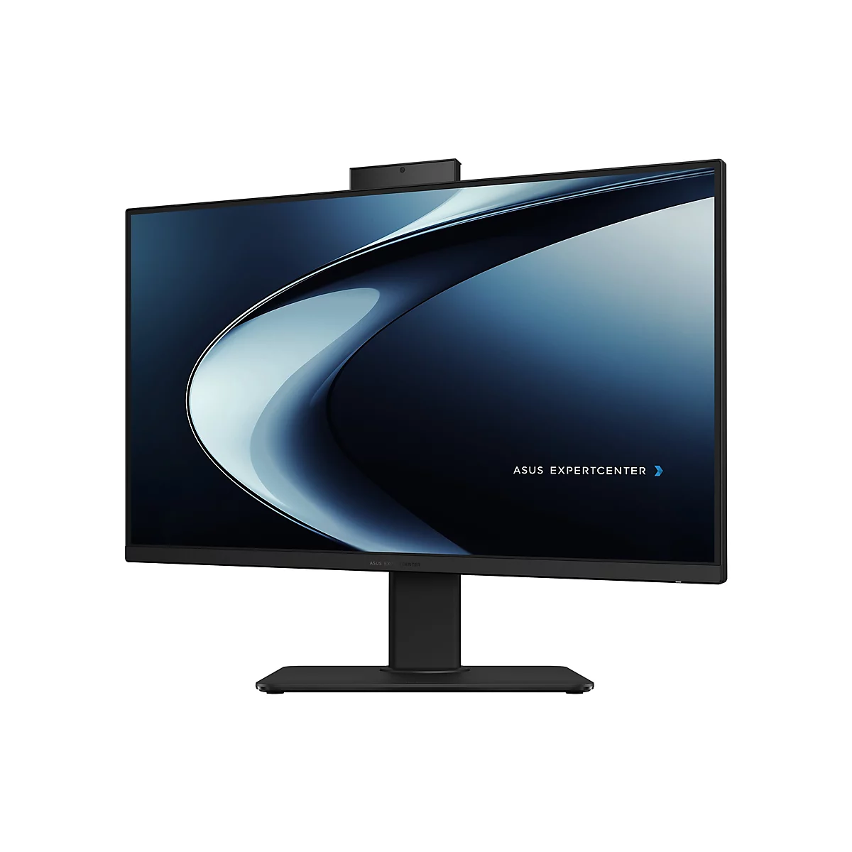 Schwarzer Asus ExpertCenter Monitor mit Webcam am oberen Rand vor weißem Hintergrund.
