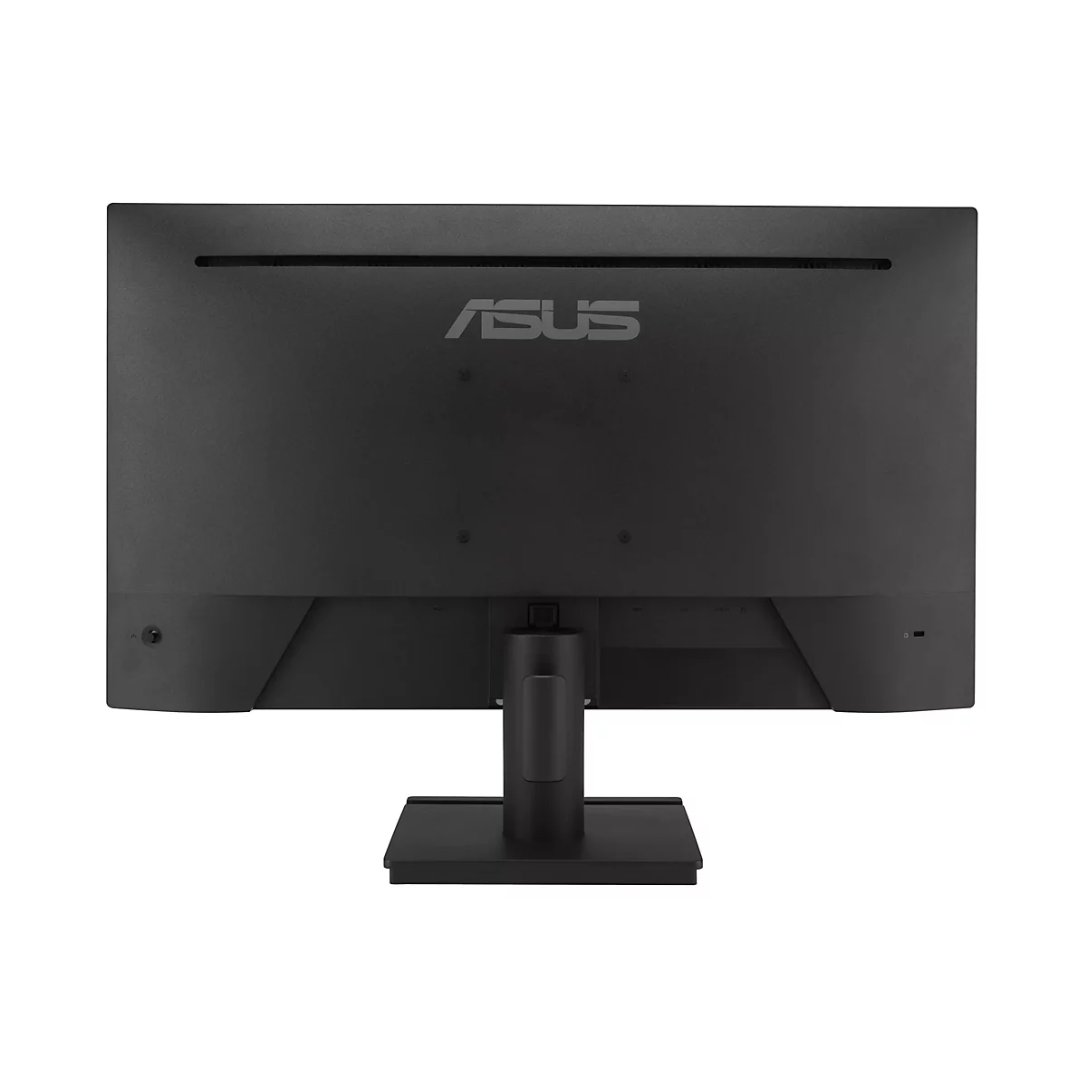 Vue arrière d'un moniteur ASUS noir avec support. Le logo ASUS est clairement visible.