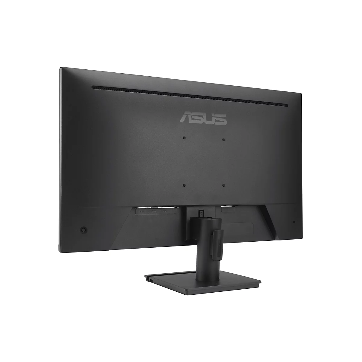 Arrière d'un écran ASUS noir avec pied. Le logo ASUS est clairement visible.