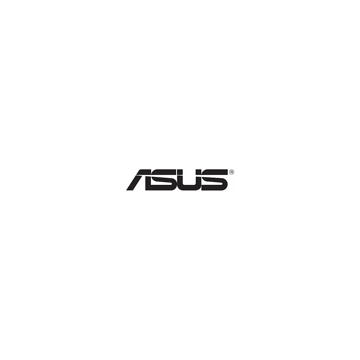 Schwarzes ASUS-Logo mit eingetragenem Warenzeichen, Schriftzug auf weißem Hintergrund.