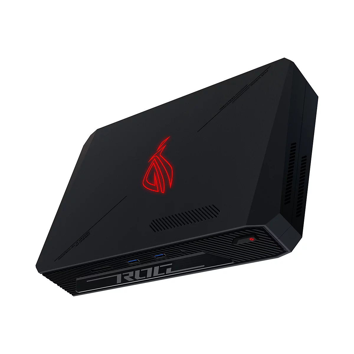Schwarzer ROG-Gaming-PC. Rotes ROG-Logo, Text: "FOR THOSE WHO DARE".