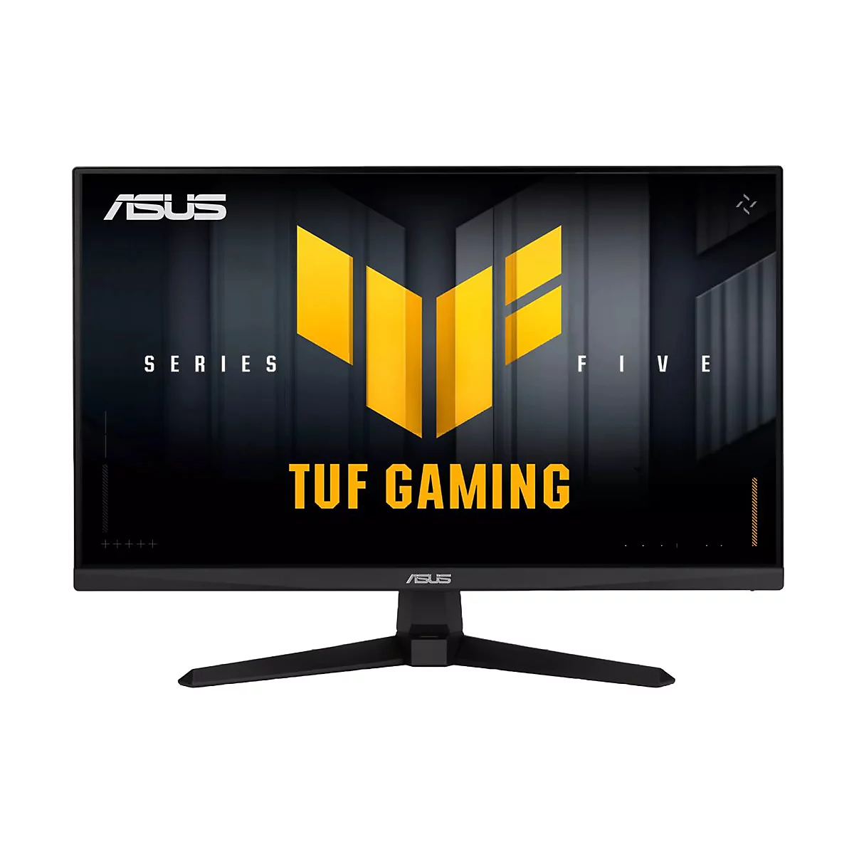 Schwarzer ASUS TUF Gaming Monitor. Gelbes Logo und Schriftzug.