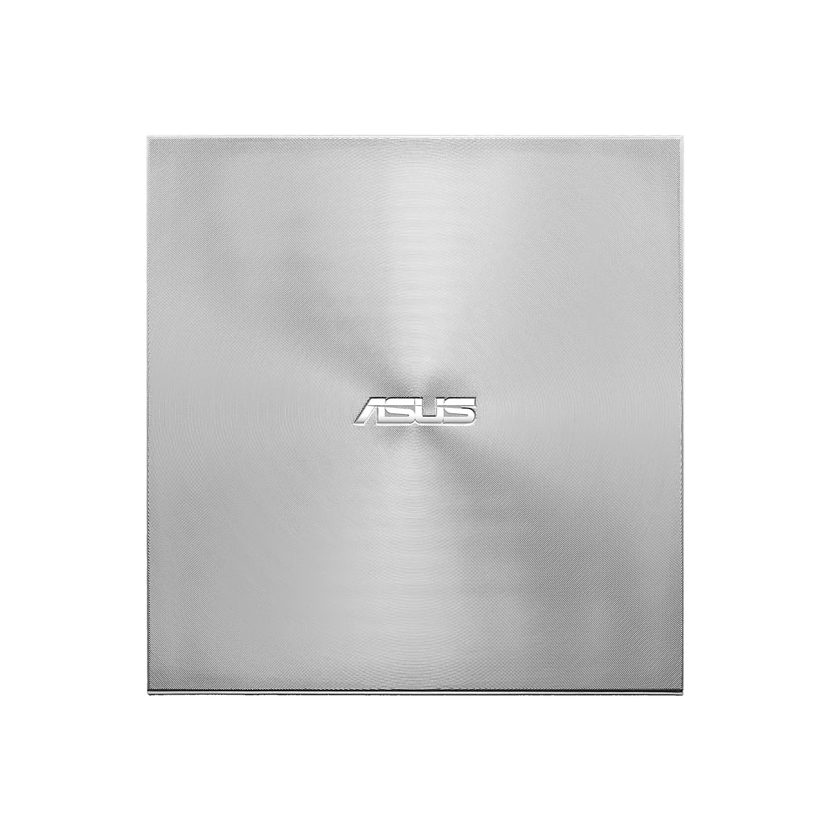 Silberne Abdeckung mit konzentrischen Kreismustern und dem ASUS-Logo.