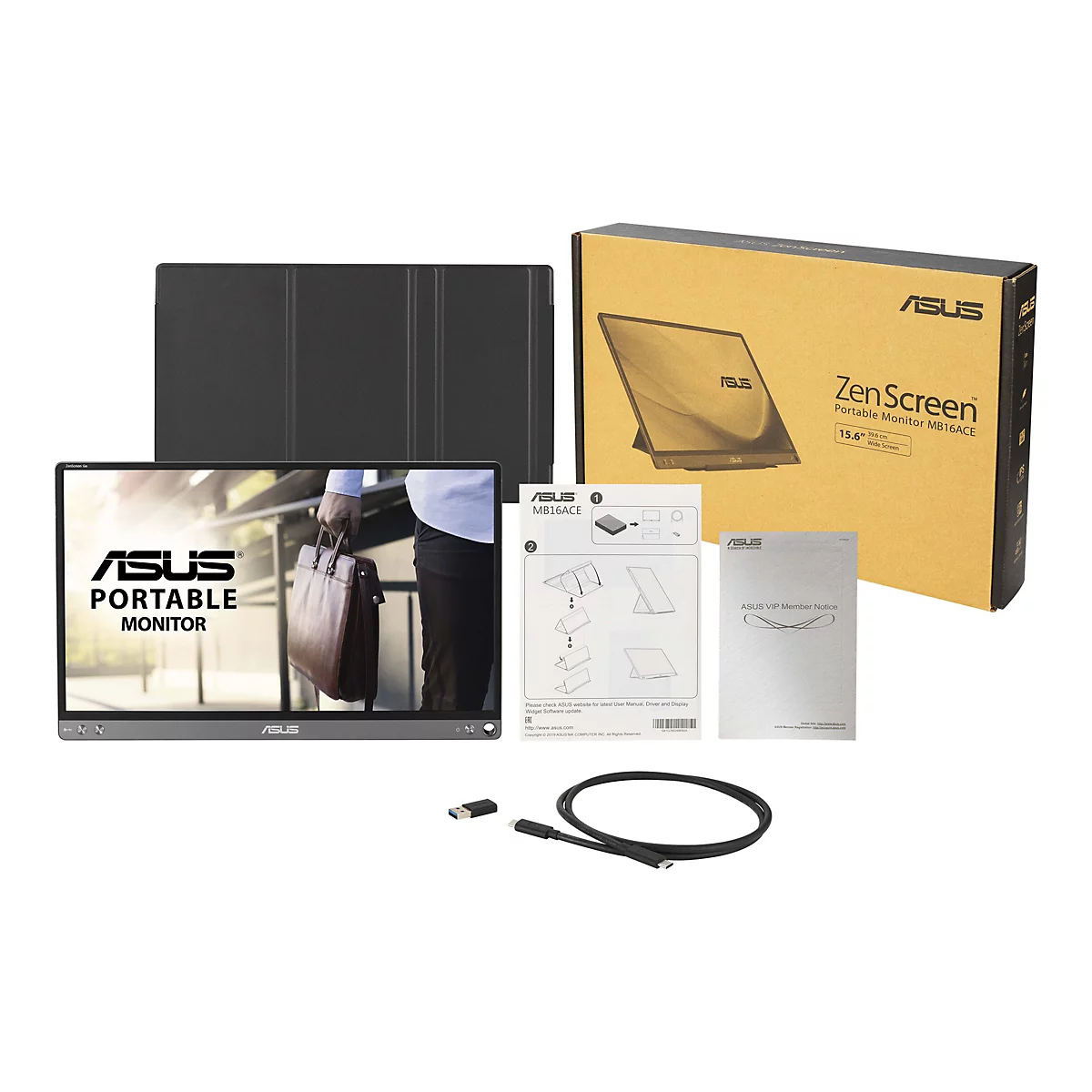 ASUS ZenScreen MB16ACE - LED-Monitor - 39.6 cm (15.6') - tragbar - 1920 x 1080 Full HD (1080p) - IPS