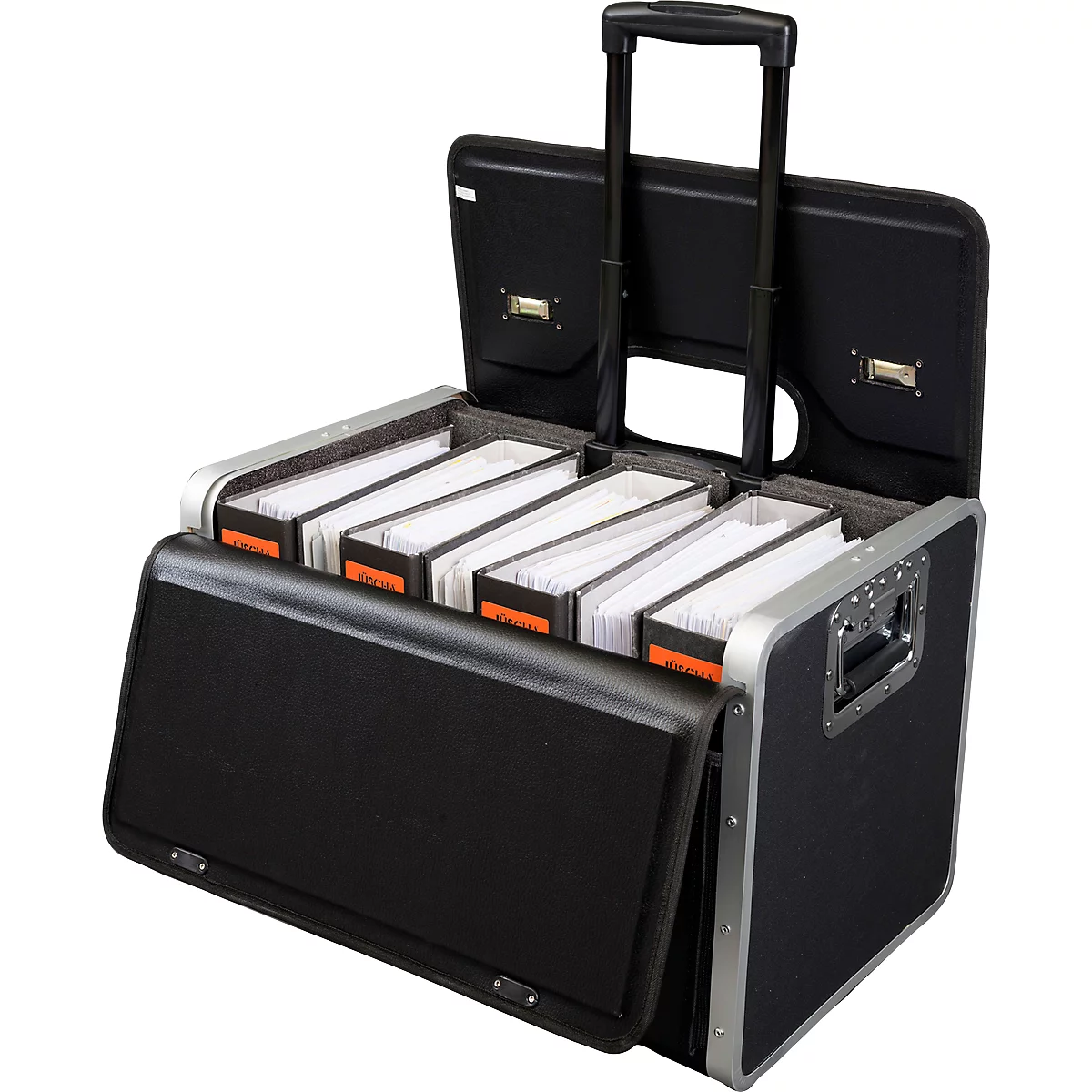 Attaché-case Parma JSA, avec poignée et roulettes, 1 compartiment, similicuir, noir