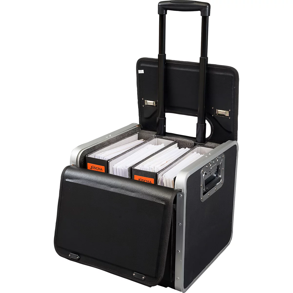 Attaché-case Perugia JSA, avec poignée et roulettes, avec 1 compartiment, similicuir, noir