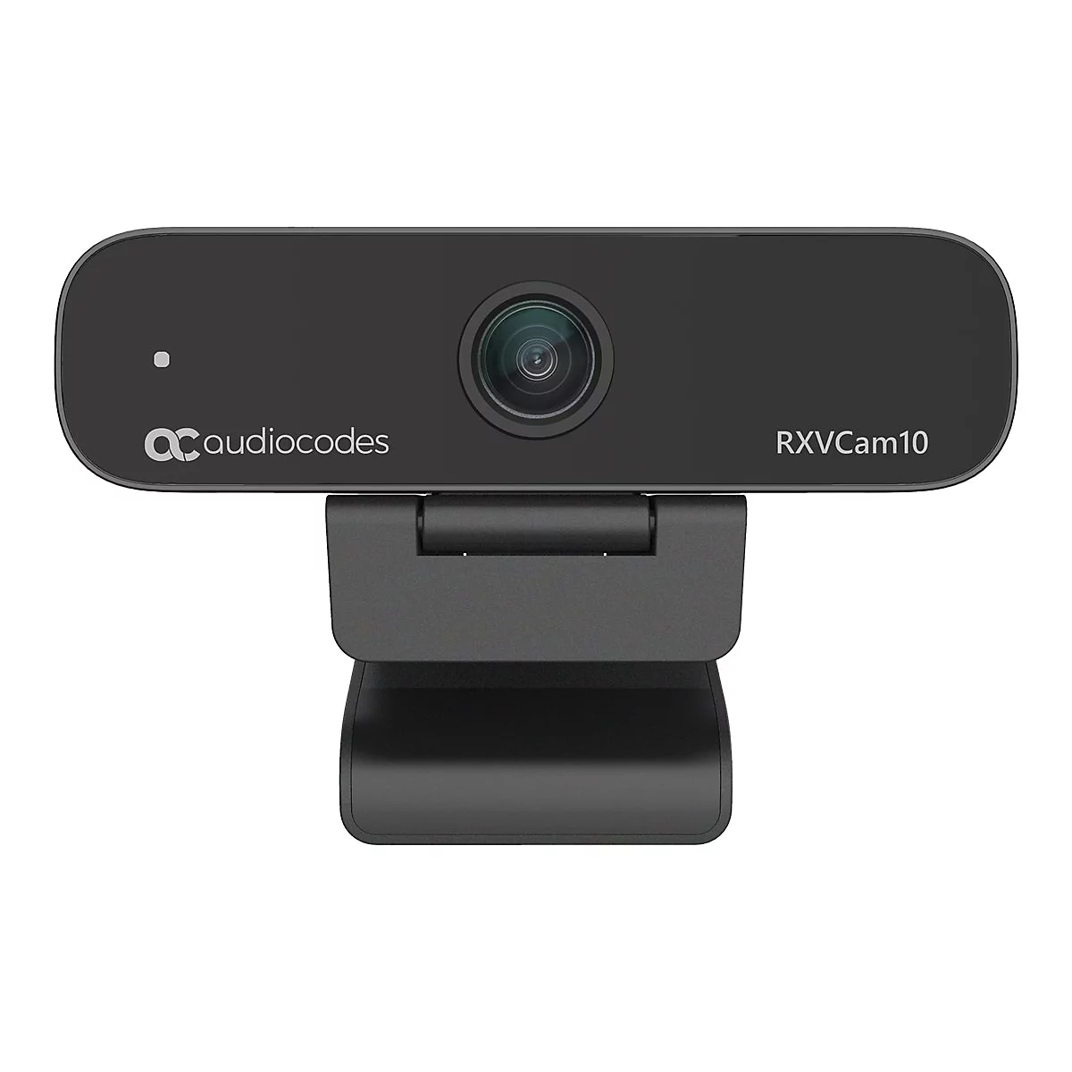 Schwarze Audiocodes RXVCam10 Webcam. Das Logo ist oben links, der Name rechts.