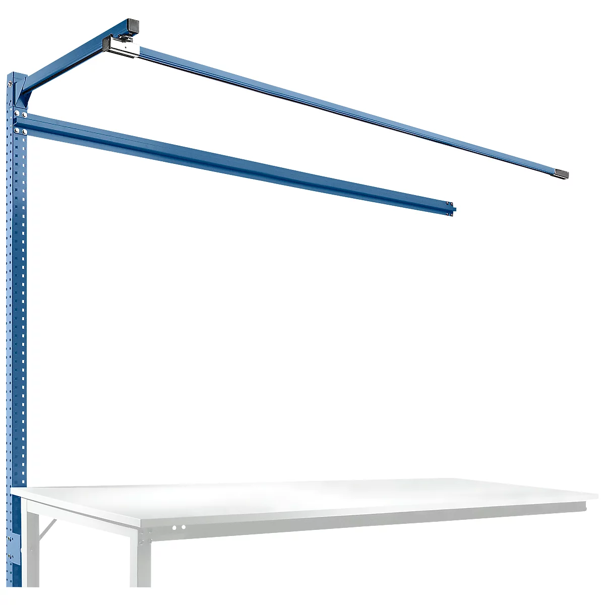 Aufbauportal m. Ausleger, Ansatztisch SPEZIAL Arbeitstisch/Werkbank UNIVERSAL/PROFI, 2000 mm, brillantblau