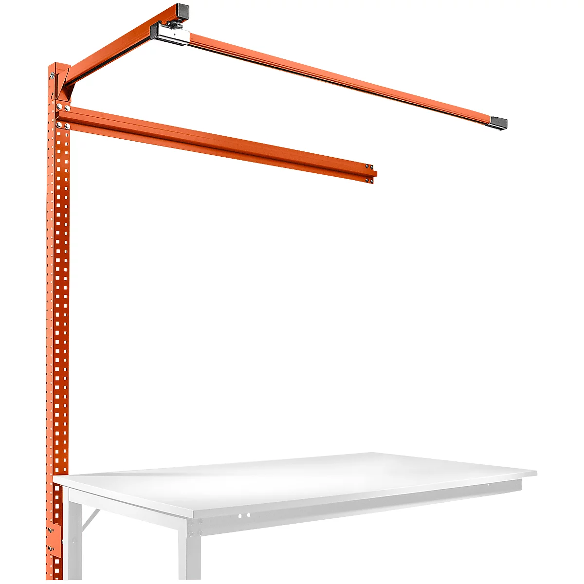 Aufbauportal m. Ausleger, Ansatztisch STANDARD Arbeitstisch/Werkbank UNIVERSAL/PROFI, 1500 mm, rotorange