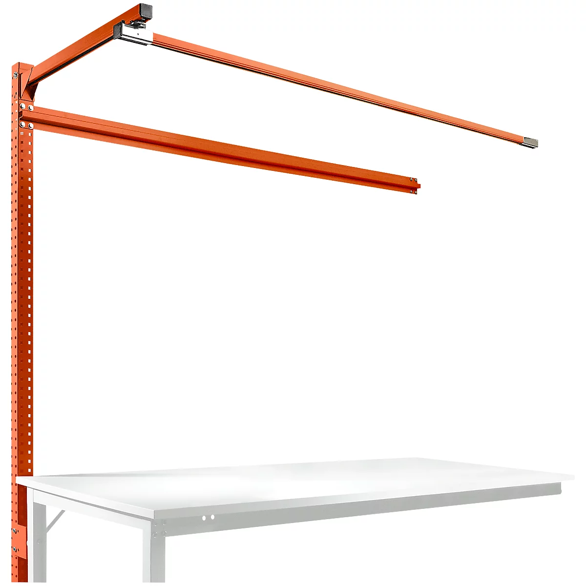 Aufbauportal m. Ausleger, Ansatztisch STANDARD Arbeitstisch/Werkbank UNIVERSAL/PROFI, 1750 mm, rotorange