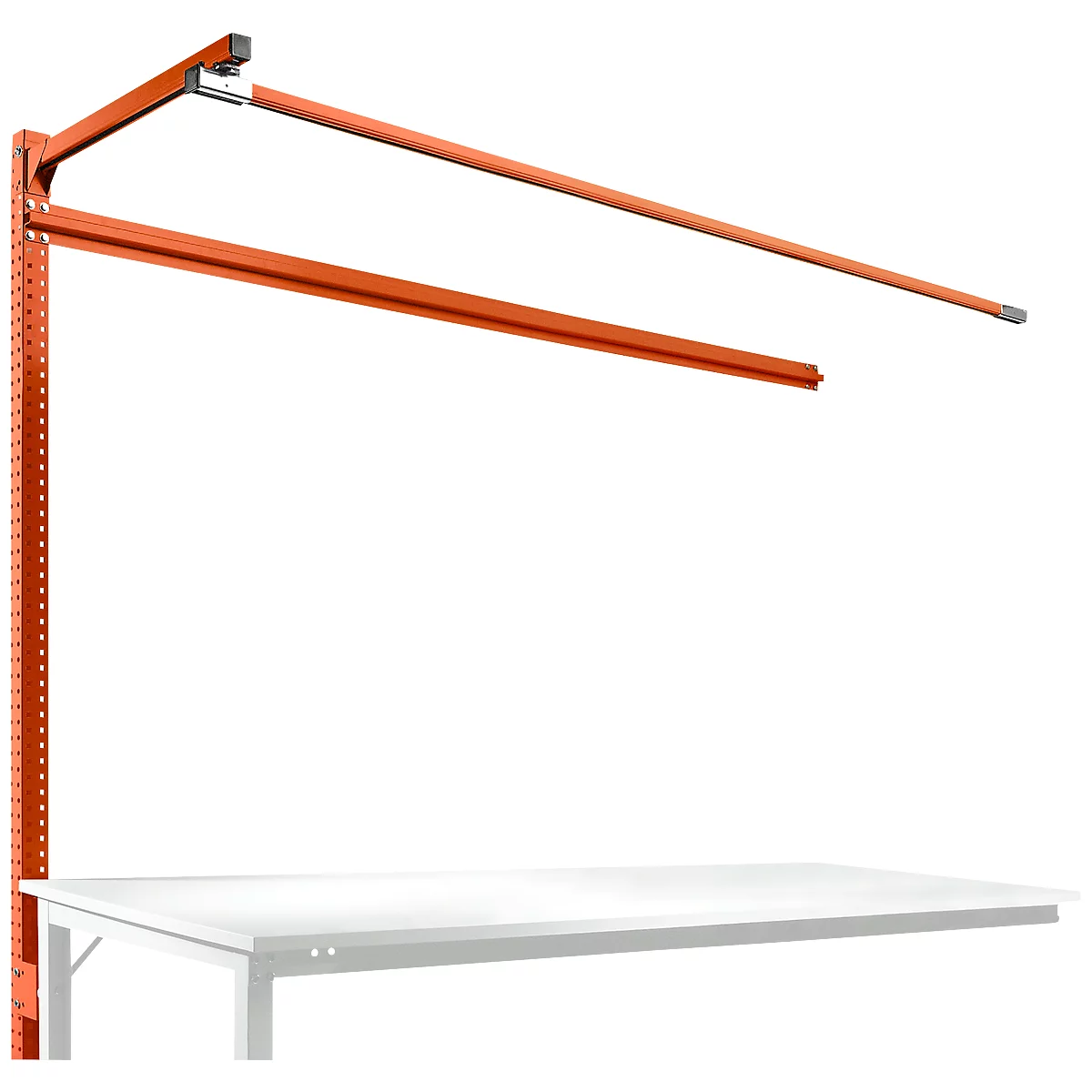 Aufbauportal m. Ausleger, Ansatztisch STANDARD Arbeitstisch/Werkbank UNIVERSAL/PROFI, 2000 mm, rotorange