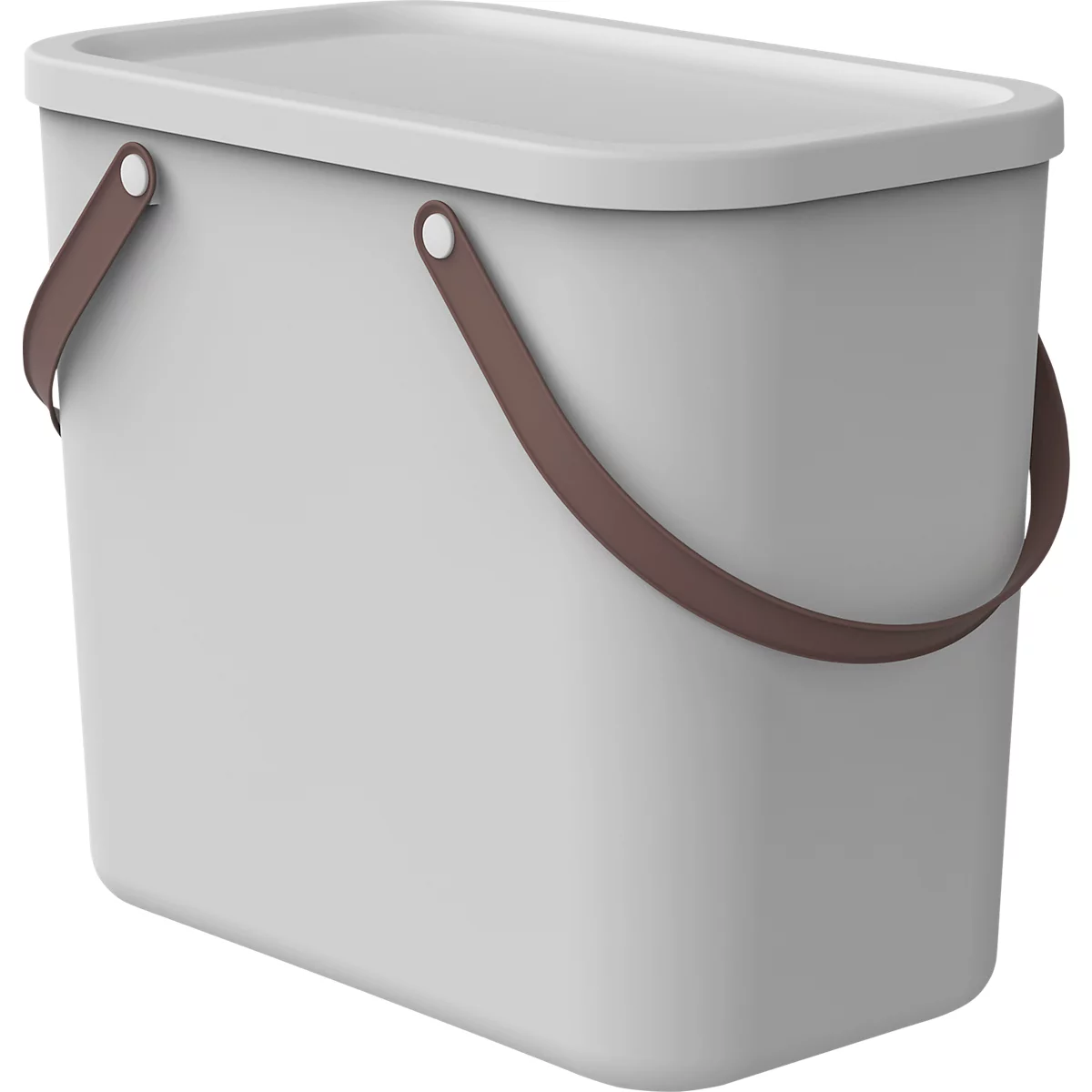 Aufbewahrungsbox ALBULA, mit Deckel, 25 Liter, Bügelgriff, stapelbar, aus recyceltem Kunststoff, B 400 x T 235 x H 340 mm, weiss