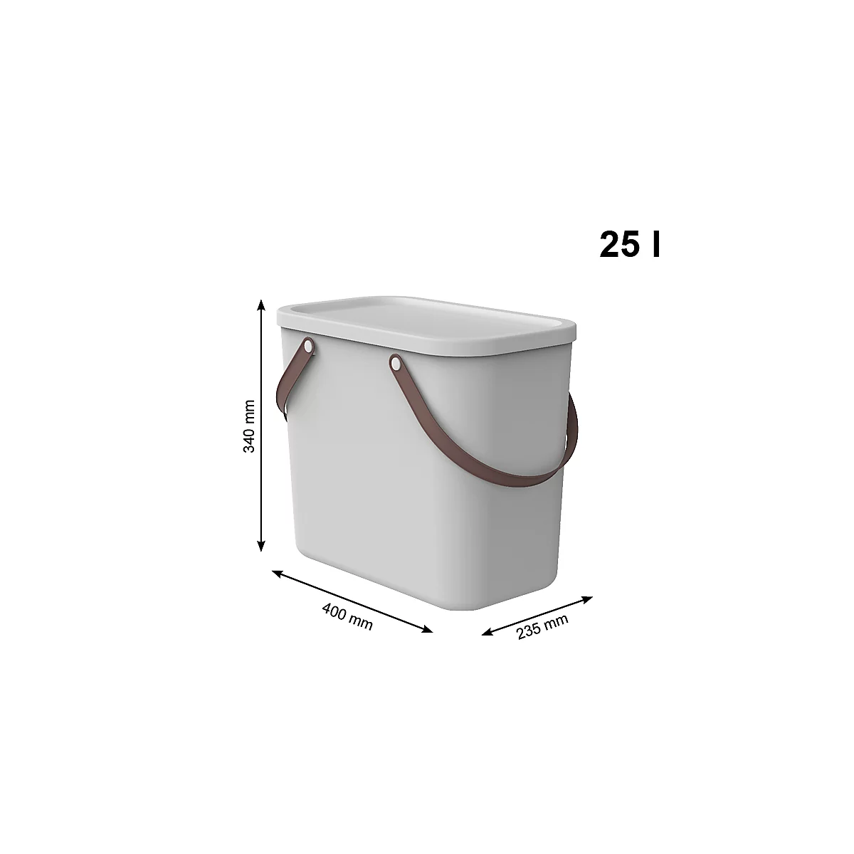 Aufbewahrungsbox ALBULA, mit Deckel, 25 Liter, Bügelgriff, stapelbar, aus recyceltem Kunststoff, B 400 x T 235 x H 340 mm, weiss