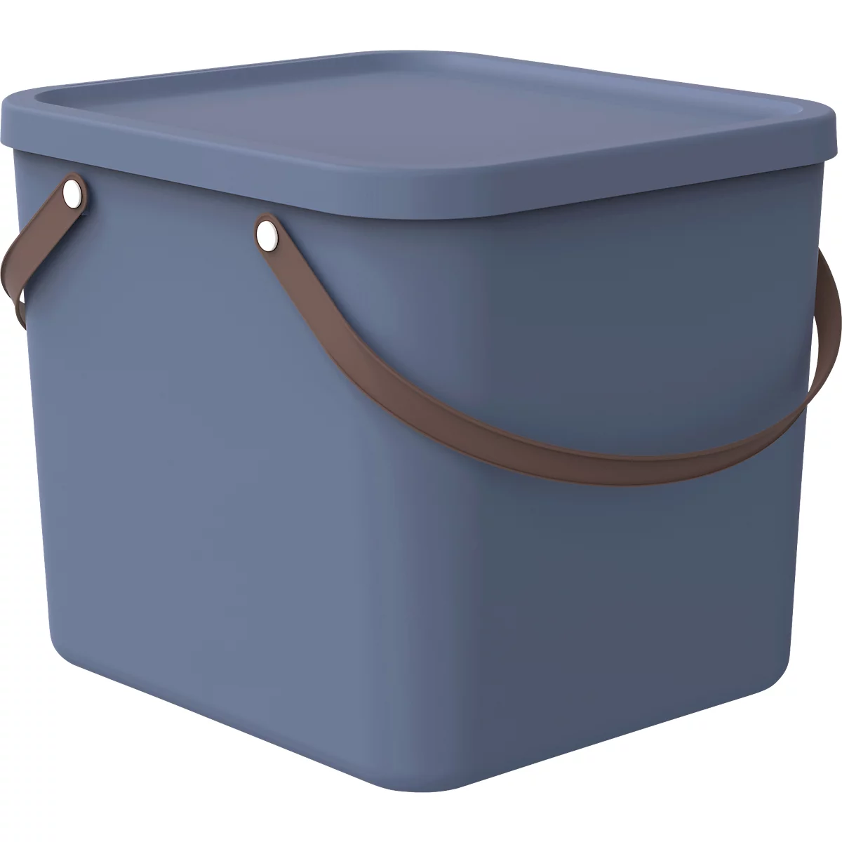 Aufbewahrungsbox ALBULA, mit Deckel, 40 Liter, Bügelgriff, stapelbar, aus recyceltem Kunststoff, B 400 x T 358 x H 340 mm, blau