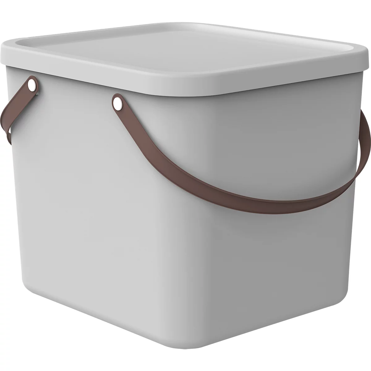 Aufbewahrungsbox ALBULA, mit Deckel, 40 Liter, Bügelgriff, stapelbar, aus recyceltem Kunststoff, B 400 x T 358 x H 340 mm, weiss