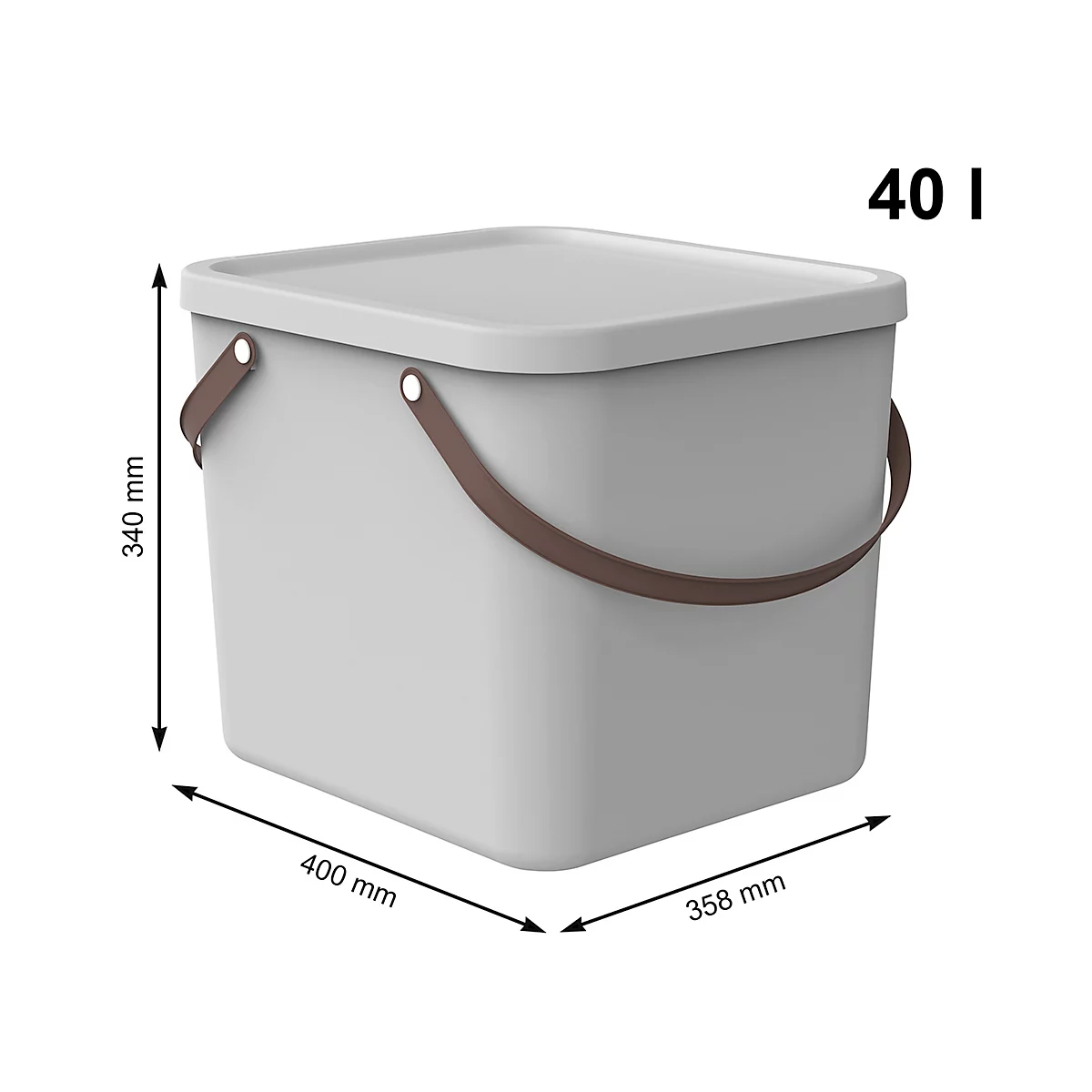 Aufbewahrungsbox ALBULA, mit Deckel, 40 Liter, Bügelgriff, stapelbar, aus recyceltem Kunststoff, B 400 x T 358 x H 340 mm, weiss