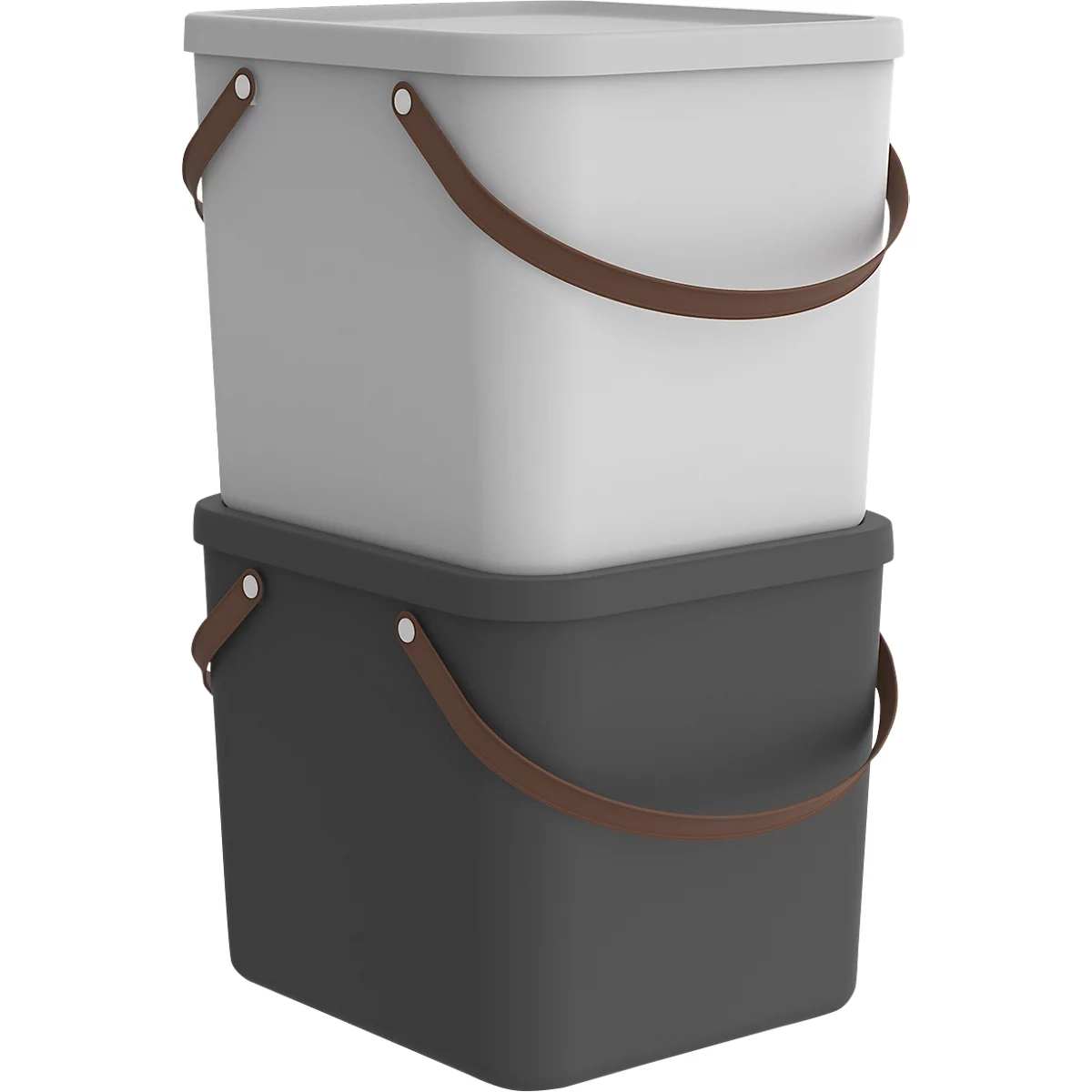 Aufbewahrungsbox ALBULA, mit Deckel, 40 Liter, Bügelgriff, stapelbar, aus recyceltem Kunststoff, B 400 x T 358 x H 340 mm, weiss