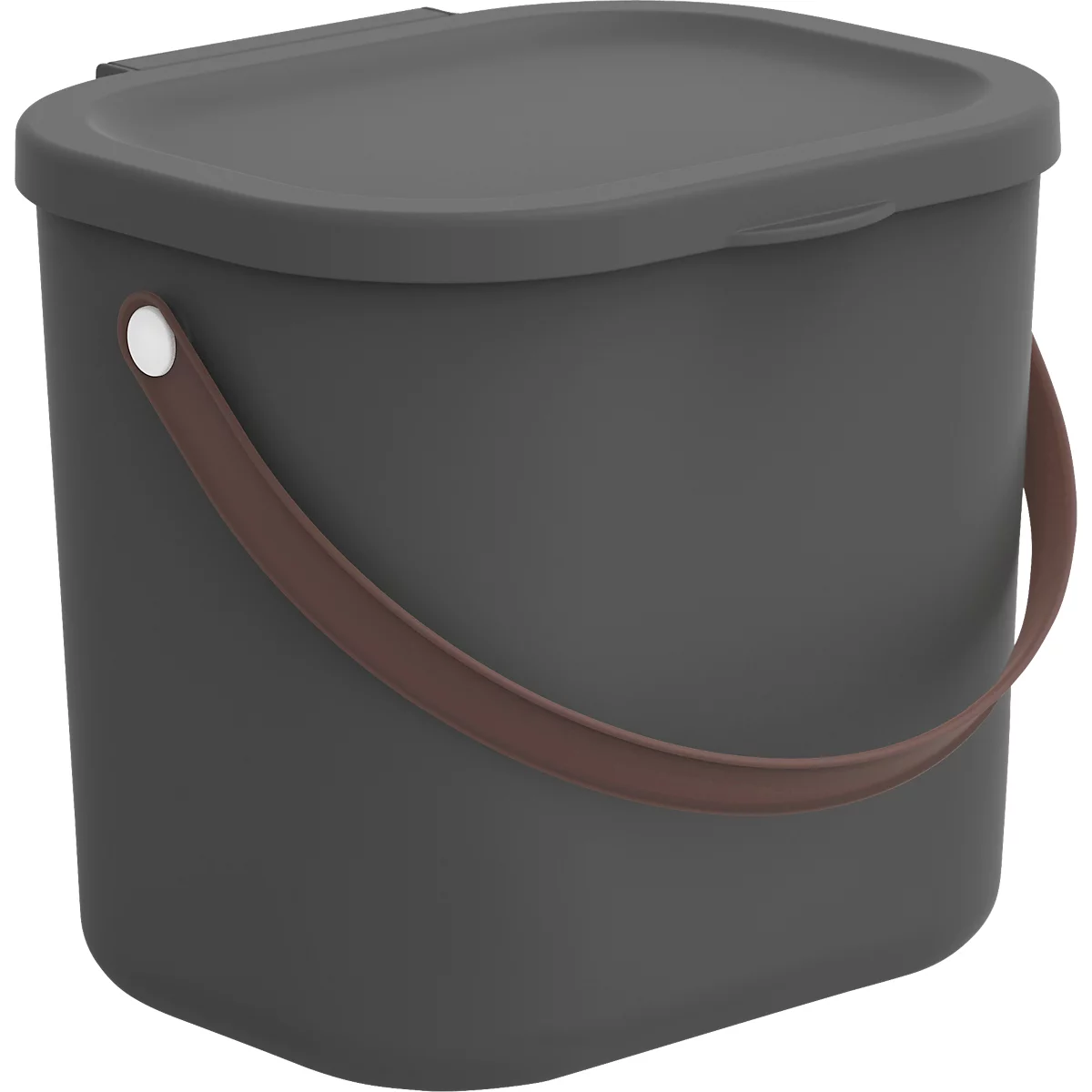 Aufbewahrungsbox ALBULA, mit Deckel, 6 Liter, Bügelgriff, stapelbar, aus recyceltem Kunststoff, B 235 x T 200 x H 208 mm, anthrazit
