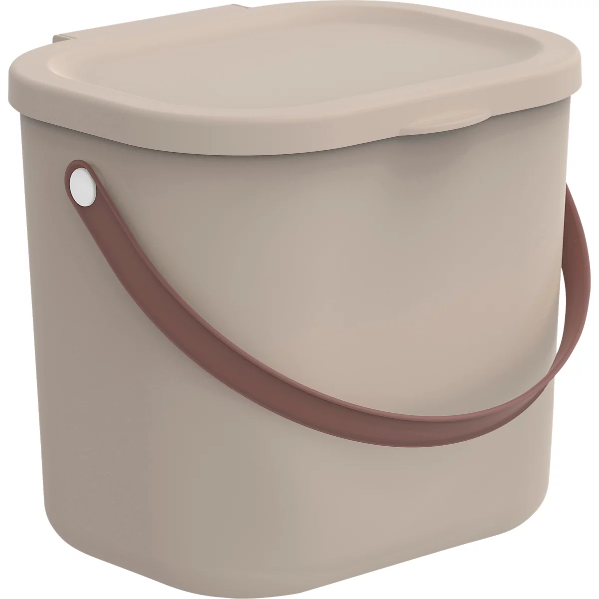 Aufbewahrungsbox ALBULA, mit Deckel, 6 Liter, Bügelgriff, stapelbar, aus recyceltem Kunststoff, B 235 x T 200 x H 208 mm, braun