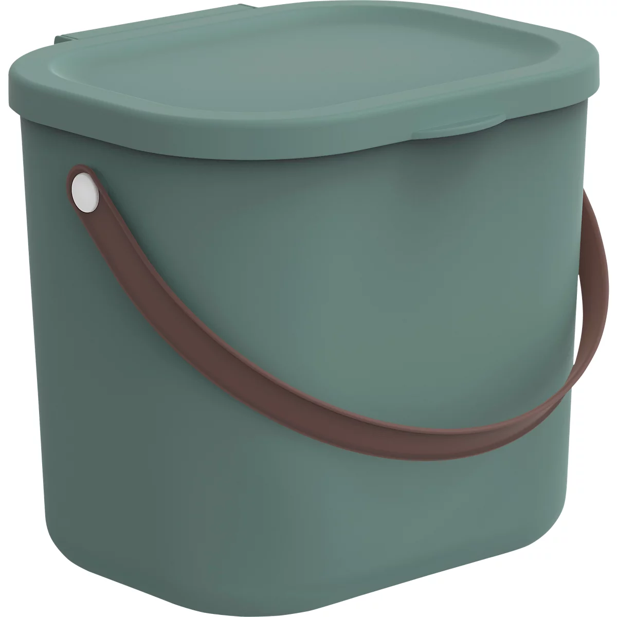 Aufbewahrungsbox ALBULA, mit Deckel, 6 Liter, Bügelgriff, stapelbar, aus recyceltem Kunststoff, B 235 x T 200 x H 208 mm, grün