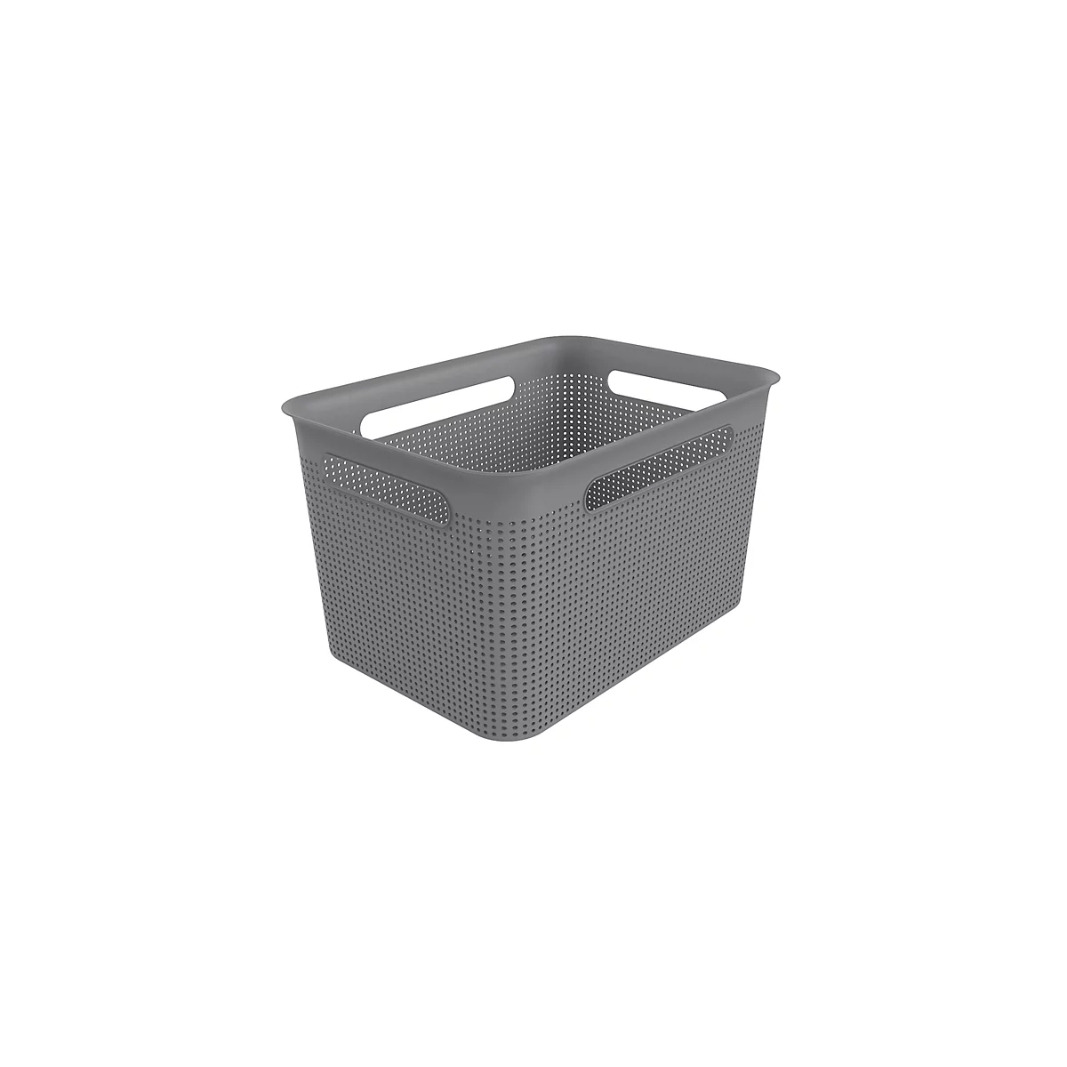 Aufbewahrungsbox Rotho BRISEN, Volumen 16 l, Lochstruktur, stapelbar, ohne Deckel, L 360 x B 262 x H 211 mm, Recycling-PP, anthrazit