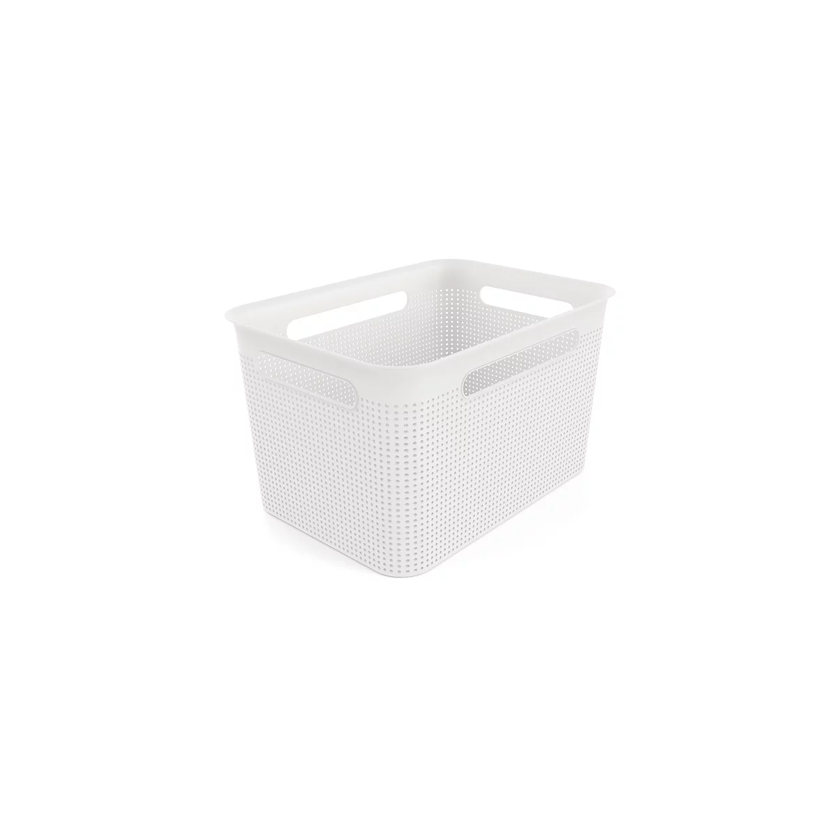 Aufbewahrungsbox Rotho BRISEN, Volumen 16 l, Lochstruktur, stapelbar, ohne Deckel, L 360 x B 262 x H 211 mm, Recycling-PP, weiss