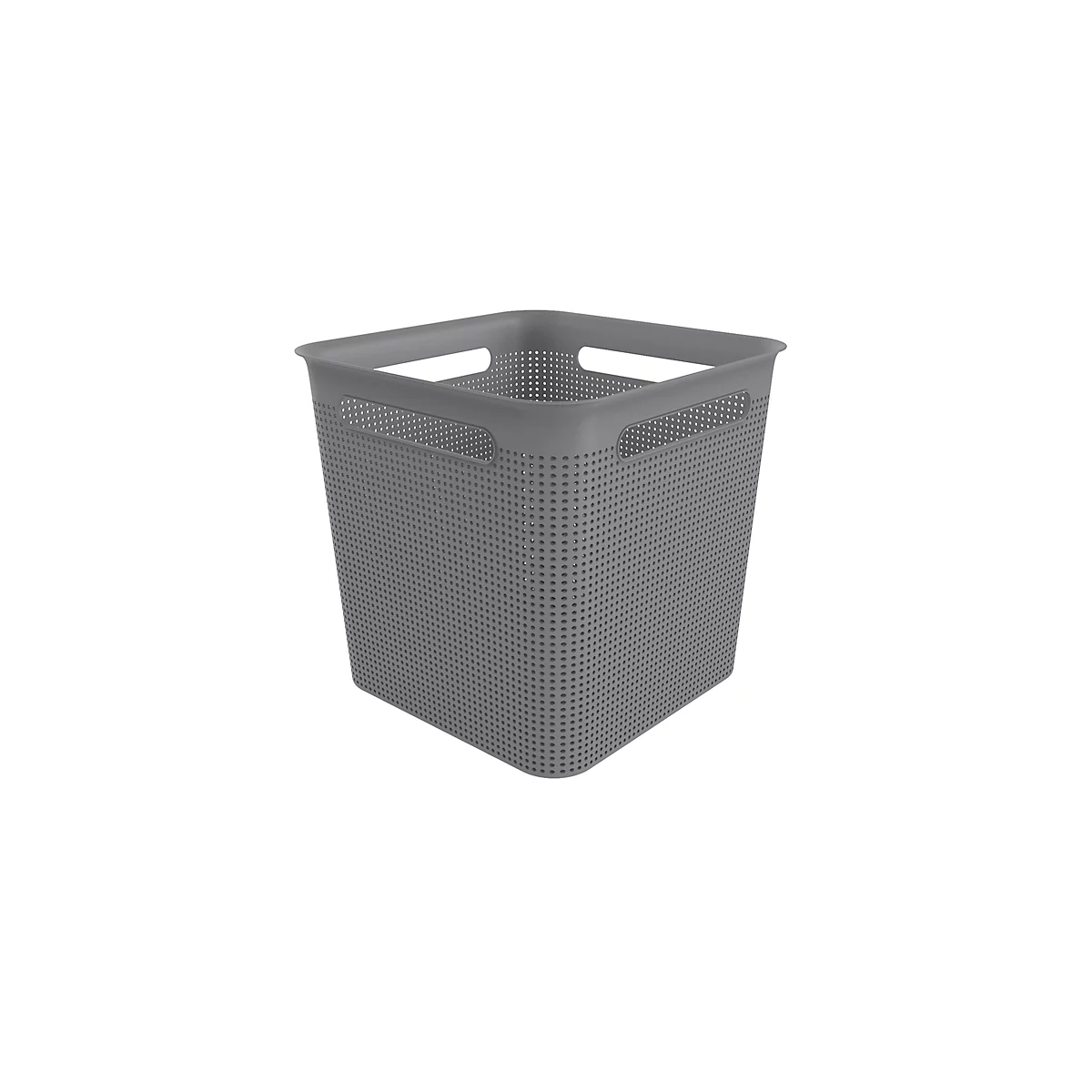 Aufbewahrungsbox Rotho BRISEN, Volumen 18 l, quadratisch, Lochstruktur, stapelbar, ohne Deckel, L 291 x B 291 x H 281 mm, Recycling-PP, anthrazit