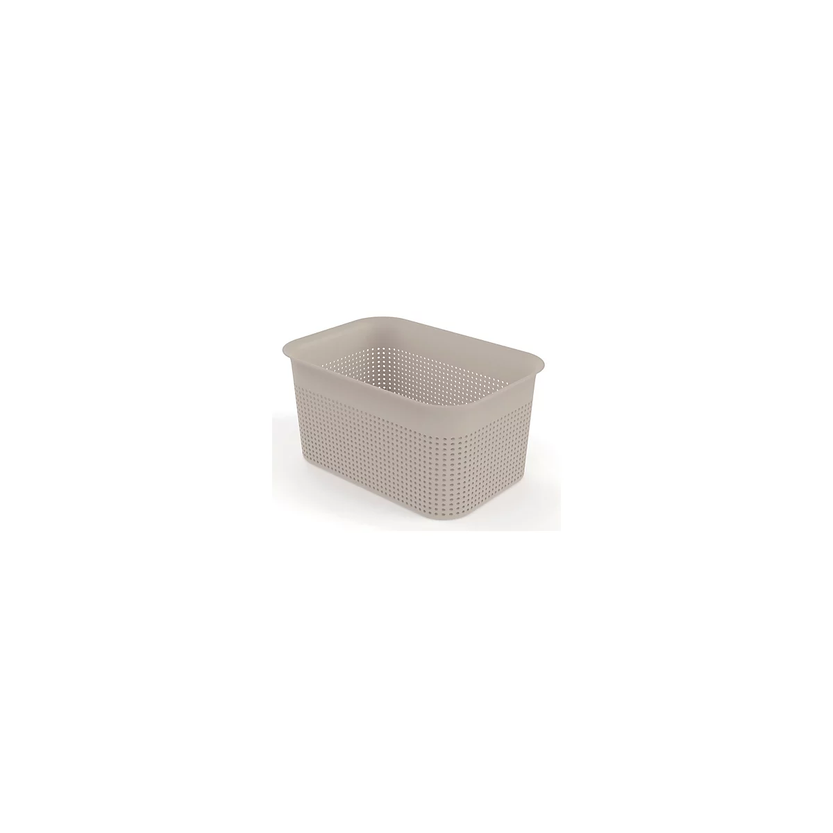 Aufbewahrungsbox Rotho BRISEN, Volumen 4,5 l, Lochstruktur, stapelbar, ohne Deckel, L 262 x B 180 x H 130 mm, Recycling-PP, cappuccino
