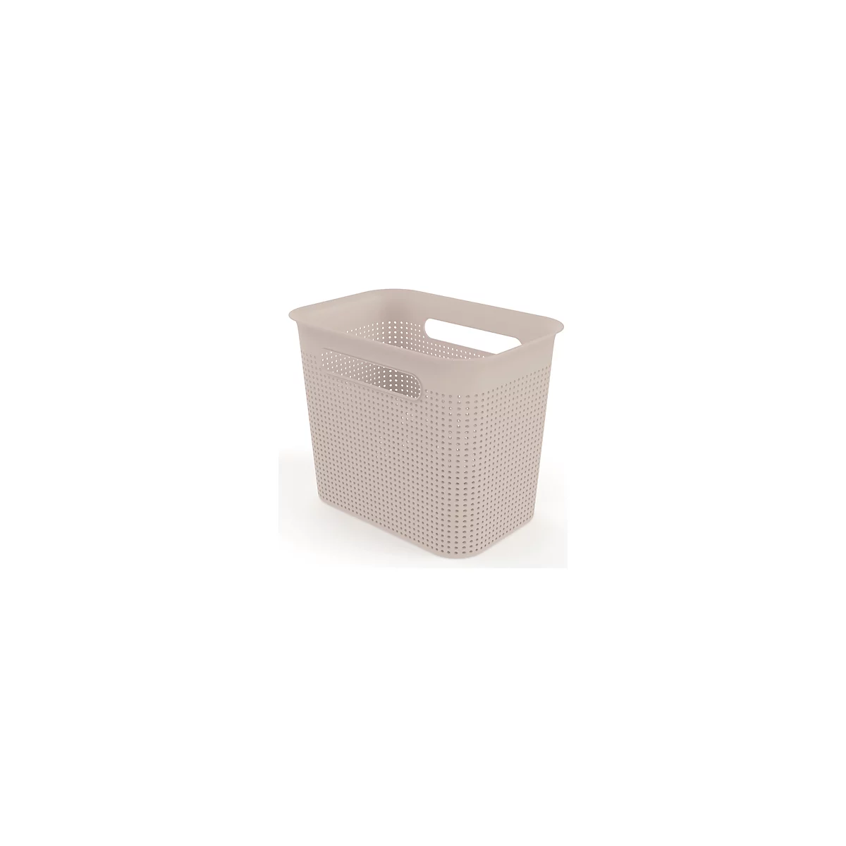 Aufbewahrungsbox Rotho BRISEN, Volumen 7 l, Lochstruktur, hoch & schmal, stapelbar, ohne Deckel, L 262 x B 180 x H 211 mm, Recycling-PP, cappuccino