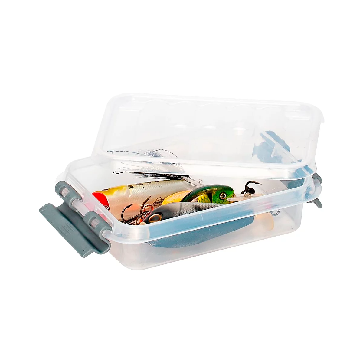 Aufbewahrungsbox Sunware Q-LINE, Verschlussclips, transparent, stapelbar, 0,2 l, L 118 x B 77 x H 30 mm, grau