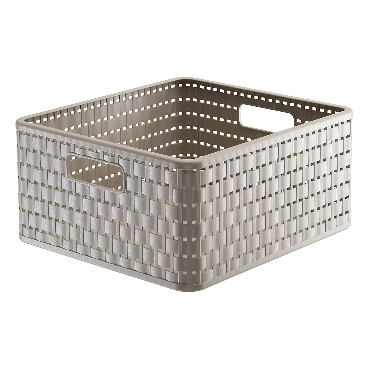Aufbewahrungskorb Rotho COUNTRY, Volumen 14 l, quadratisch, ohne Deckel, stapelbar, L 328 x B 300 x H 160 mm, PP, cappuccino