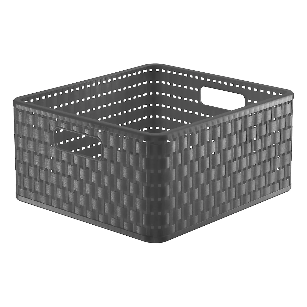 Aufbewahrungskorb Rotho COUNTRY, Volumen 14 l, quadratisch, stapelbar, ohne Deckel, L 328 x B 300 x H 160 mm, PP, anthrazit