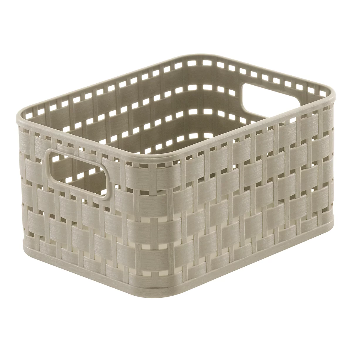 Aufbewahrungskorb Rotho COUNTRY, Volumen 2 l, Format A6, ohne Deckel, stapelbar, L 183 x B 137 x H 98 mm, PP, cappuccino