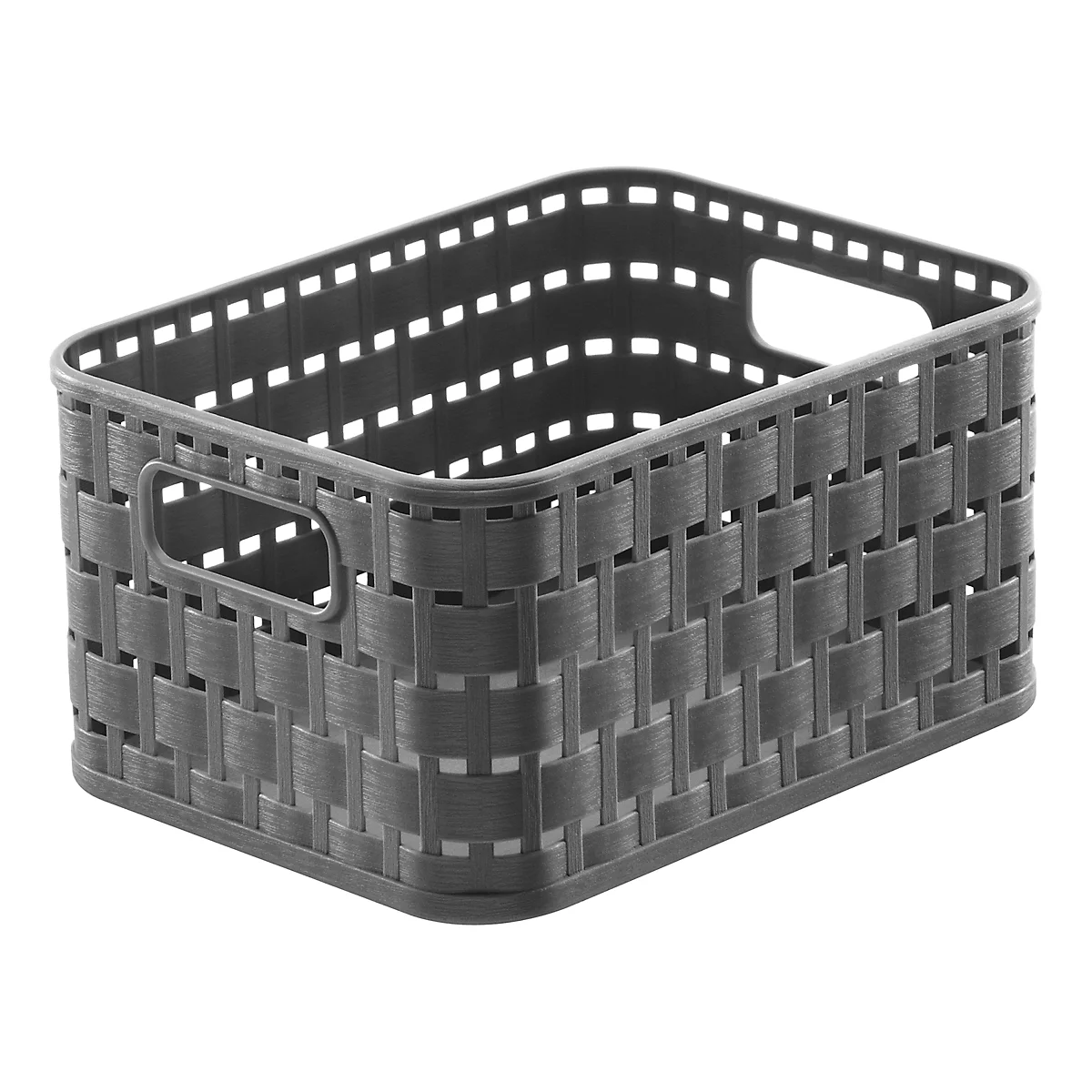 Aufbewahrungskorb Rotho COUNTRY, Volumen 2 l, Format A6, stapelbar, ohne Deckel, L 183 x B 137 x H 98 mm, PP, anthrazit