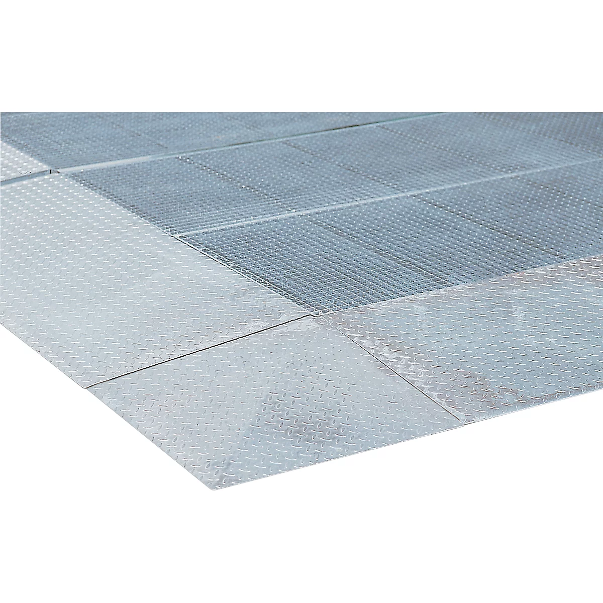 Auffahrecke für asecos Bodenelemente mit Höhe 125 mm, Stahl verzinkt, B 1120 x T 1120 mm