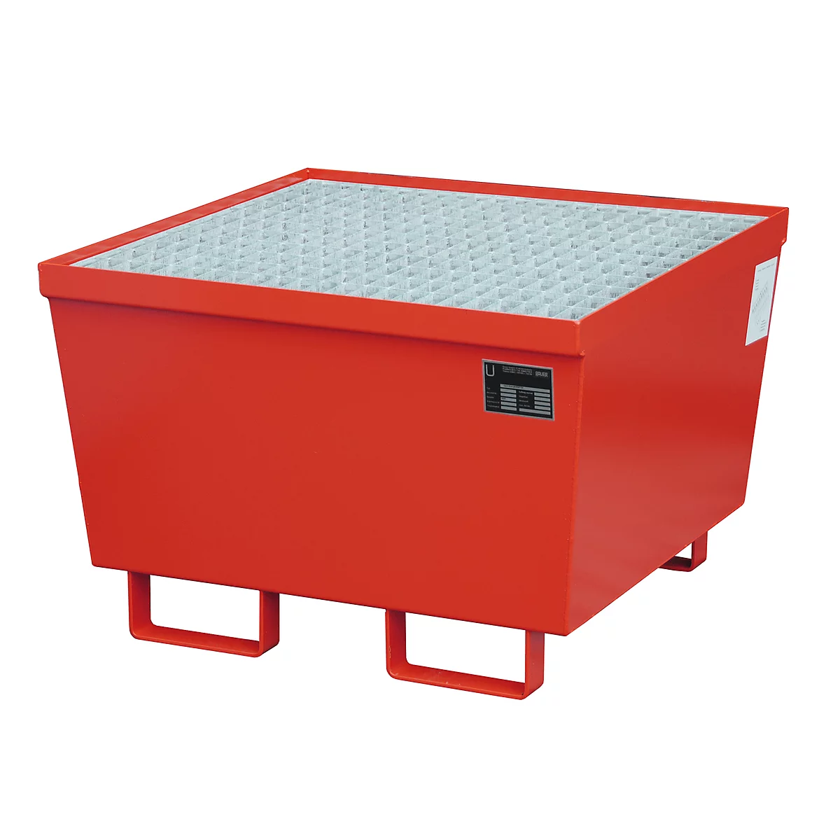 Auffangwanne BAUER AM-1, mit Gitterrost, Stahl, 215 l, B 800 x T 800 x H 545 mm, rot