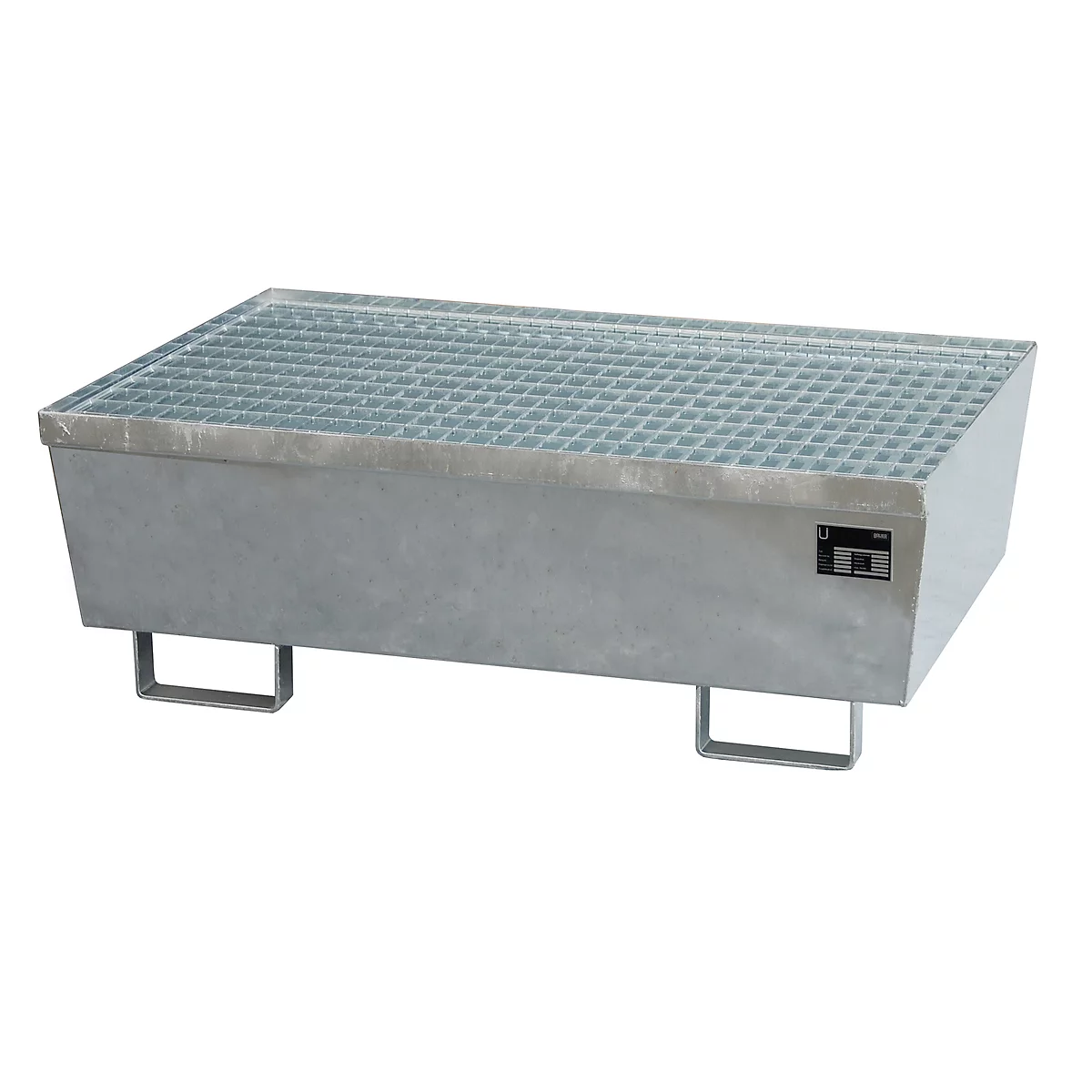 Auffangwanne BAUER AM-2, mit Gitterrost, Stahl, 225 l, B 1200 x T 800 x H 415 mm, verzinkt