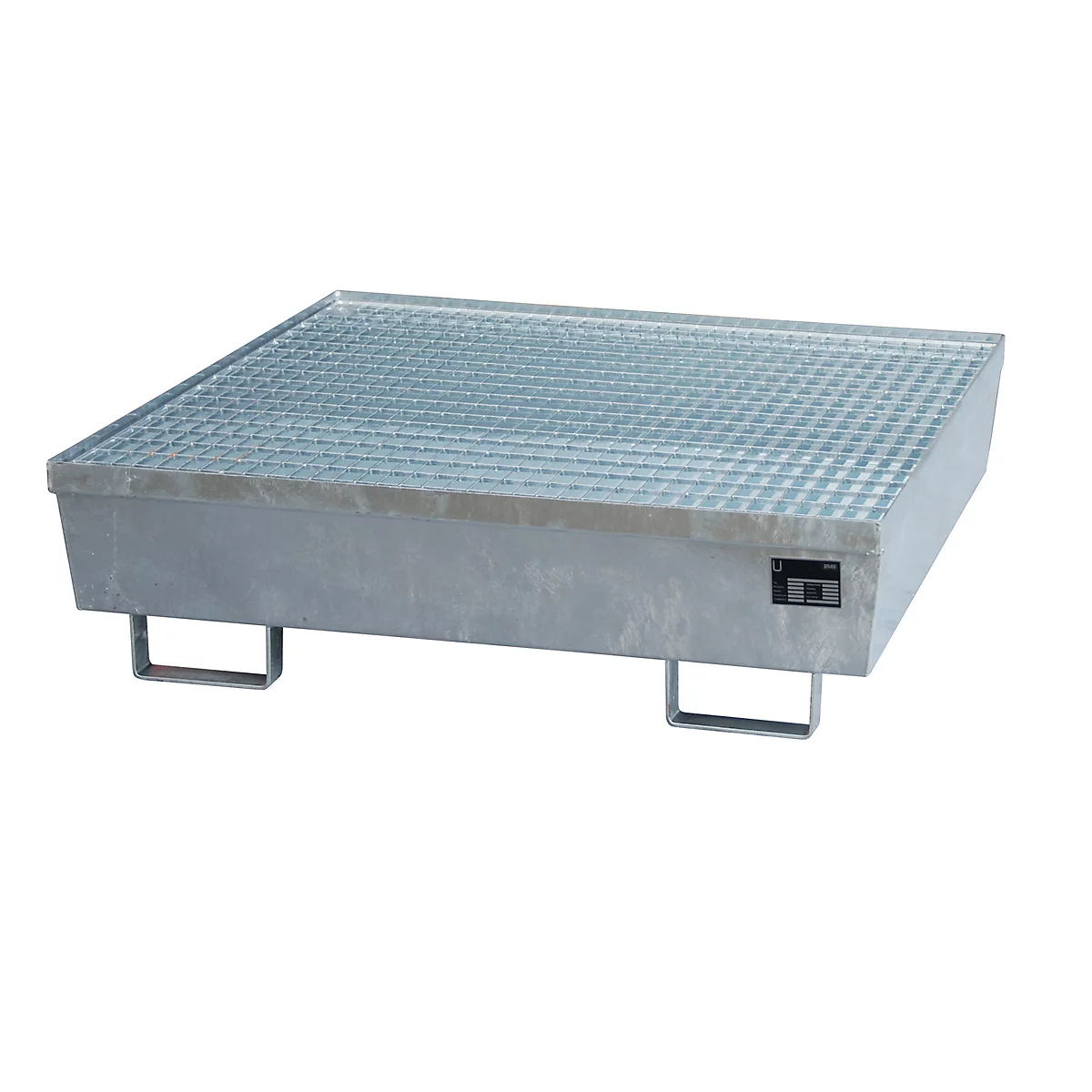 Auffangwanne BAUER AM-4/A, mit Gitterrost, Stahl, 245 l, B 1200 x T 1200 x H 335 mm, verzinkt