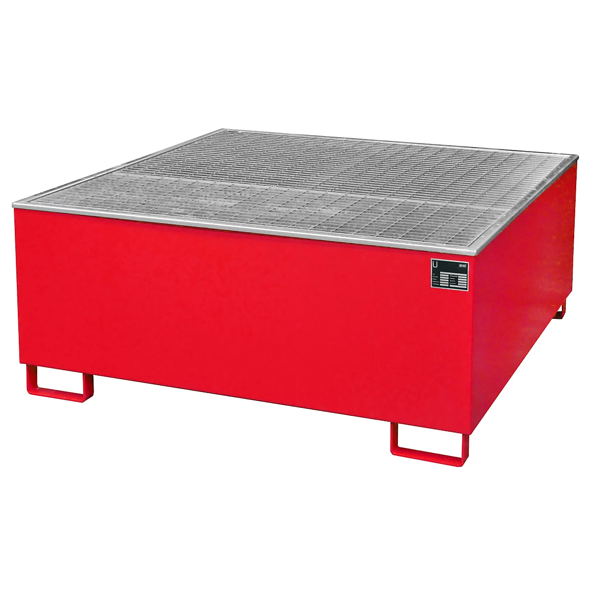Auffangwanne BAUER AW 1000/PE mit Gitterrost, 1000 l IBC, B 1475 x T 1475 x H 625 mm, rot