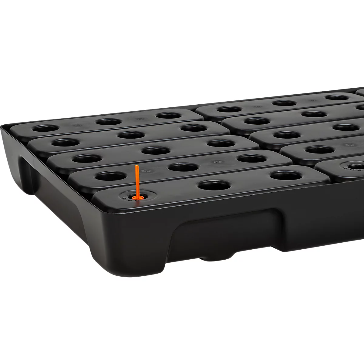 Auffangwanne für Kleingebinde CEMO 10/4, Volumen 21 l, für Regalfachmaß 1000 x 400 mm, mit Gitterrost, mit Zulassung, stapelbar, Polyethylen, schwarz